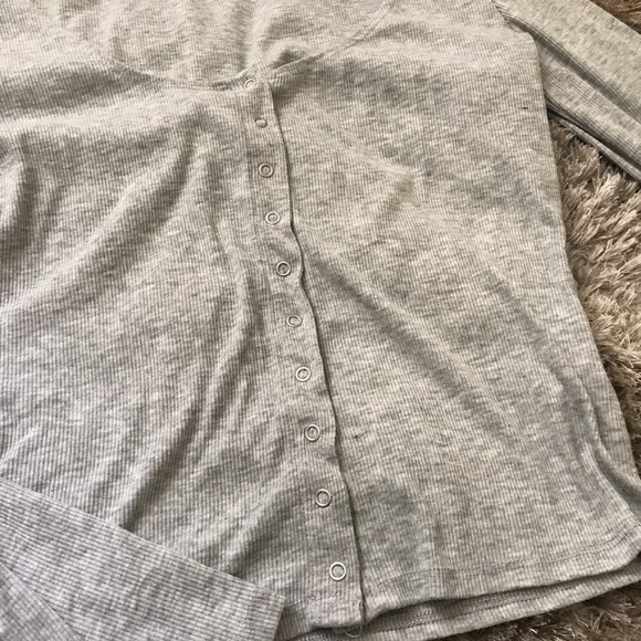 Garage Heather grey button long sleeve - Picture 3 of 5